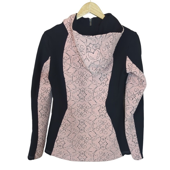Tonia Debellis Pink and Black Full Zip Hoodie Jacket - Picture 7 of 15